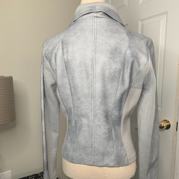 Zip Front Faux-Leather Ribbed Jacket - Picture 4 of 7